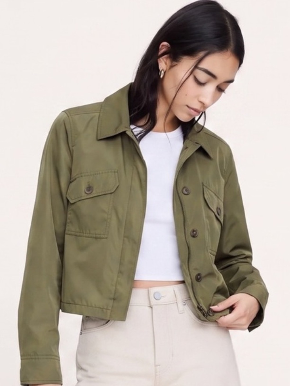 Banana Republic Women's Lightweight Collared Utility Jacket - Medium